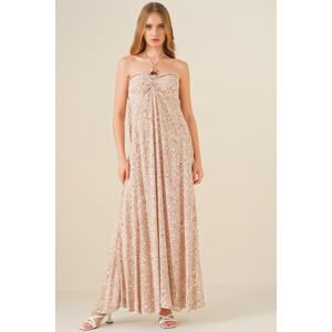 Bigdart 1262 Patterned Strap Dress - Beige