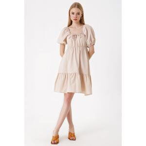 Bigdart 2351 Flare Poplin Dress - Beige