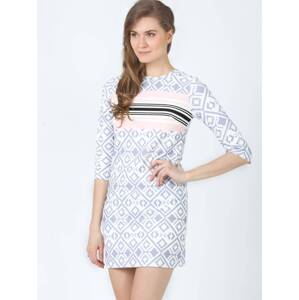 Dress straight with geometric ecru patterns