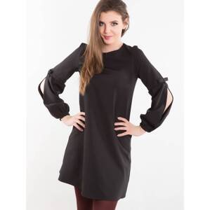Dress decorated with slits on the sleeves black