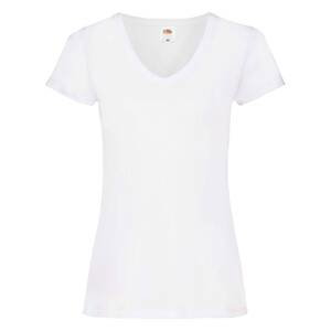 Biele dámske tričko s výstrihom do V Fruit of the Loom Valueweight