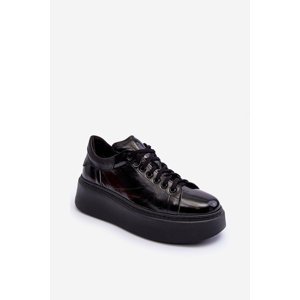 Women's patent leather sports shoes on the Black Lemar platform