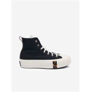 White and Black Womens Ankle Sneakers on Converse Chuck T Platform - Women