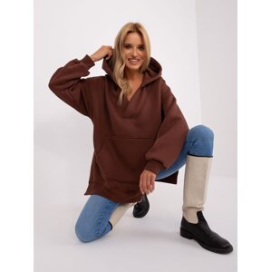 Dark brown cotton kangaroo sweatshirt