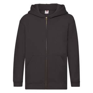 Black Kids Hoodie Zip Through Hooded Sweat Fruit of the Loom