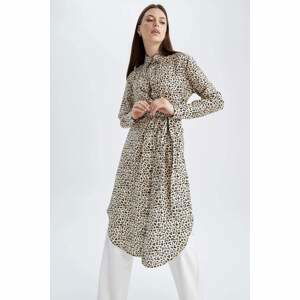 DEFACTO Regular Fit Shirt Collar Printed Long Sleeve Tunic