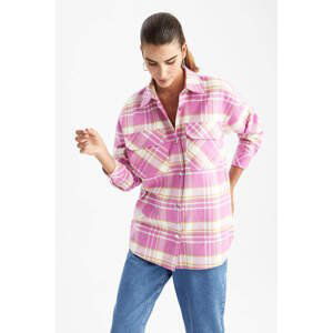 DEFACTO Oversize Fit Shirt Collar Flannel Long Sleeve Tunic