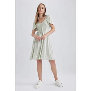 DEFACTO V-Neck Mini Short Sleeve Knitted Dress