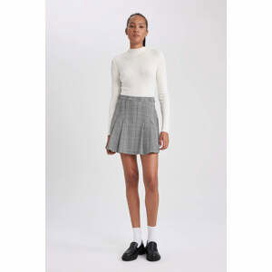 DEFACTO Pleat Plaid Mini Skirt