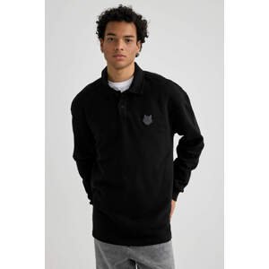 DEFACTO Boxy Fit Slogan Long Sleeve Sweatshirt