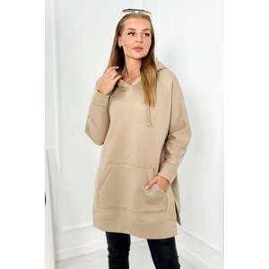 Insulated sweatshirt with slits on the sides light beige