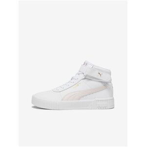 White Women's Leather Ankle Sneakers Puma Carina 2.0 - Women
