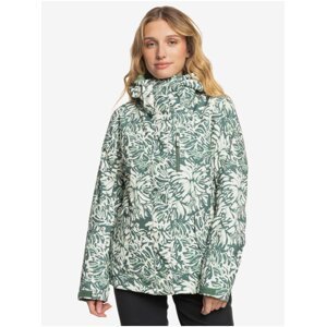Women's Green-Cream Winter Patterned Jacket Roxy Jetty - Women