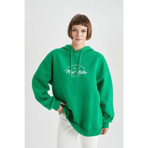 DEFACTO Oversize Fit Slogan Long Sleeve Sweatshirt