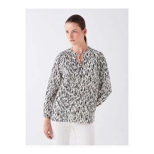 LC Waikiki Women's Pile Collar Patterned Long Sleeve Blouse