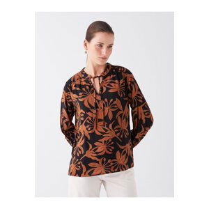 LC Waikiki Women's Pile Collar Patterned Long Sleeve Blouse