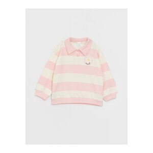 LC Waikiki Baby Girl Polo Neck Long Sleeve Striped Sweatshirt