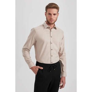 DEFACTO Modern Fit Buttondown Polo Neck Flanel Long Sleeve Shirt