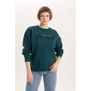 DEFACTO Relax Fit Slogan Long Sleeve Sweatshirt