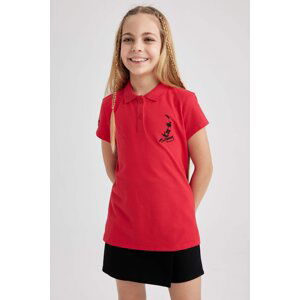 DEFACTO Girls Atatürk Printed Pique Short Sleeve Polo T-Shirt