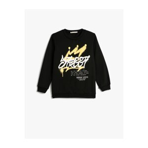 Koton Sweatshirt Crew Neck Graffiti Printed Long Sleeve Raised