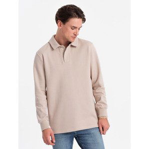 Ombre Men's structured knit polo collar sweatshirt - beige