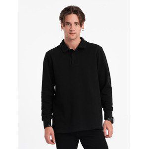 Ombre Men's structured knit polo collar sweatshirt - black