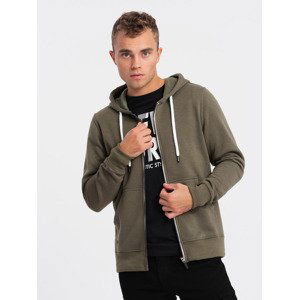 Ombre BASIC men's zip-up hoodie - dark olive green