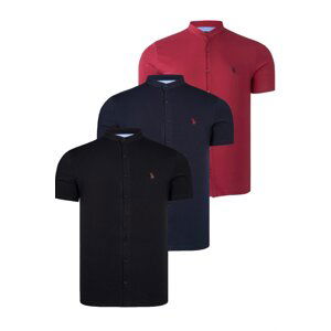 TRIPLE SET T8597 DEWBERRY MEN'S SHIRT-BLACK-NAVY-BURGUNDY