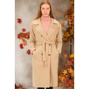 Z6765 DEWBERRY LADIES COAT-PLAIN BEIGE