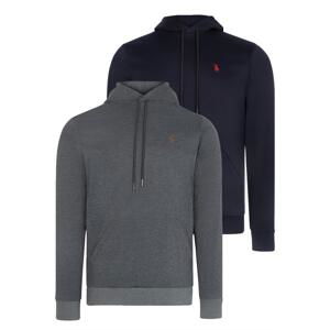 DOUBLE SET V4011 DEWBERRY MEN'S HOODED SWEATSHIRT-NAVY - ANTHRACITE