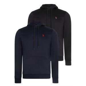 DOUBLE SET V4011 DEWBERRY MEN'S HOODED SWEATSHIRT-BLACK-NAVY