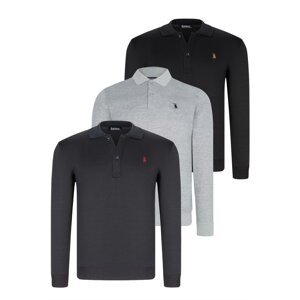 TRIPLE SET V4007 DEWBERRY MEN'S SWEATSHIRT-BLACK-NAVY-GREY