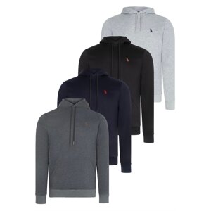 SET OF FOUR V4011 DEWBERRY MEN'S HOODED SWEATSHIRT-BLACK-NAVY-ANTHRACITE-GREY