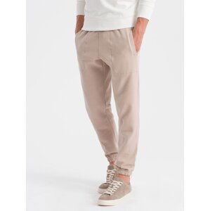 Ombre CARROT men's structured knit sweatpants - beige