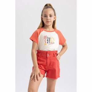 DEFACTO Girl Slim Fit Rib Short Sleeve T-Shirt