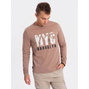 Ombre Men's map motif print longsleeve - light brown