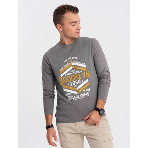 Ombre Men's collegiate style printed longsleeve - grey