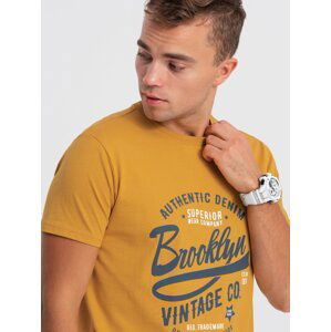 Ombre Men's collegiate print cotton t-shirt - mustard