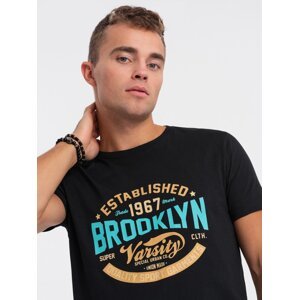 Ombre Men's collegiate print cotton t-shirt - black