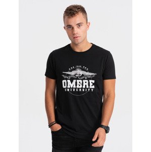 Ombre Men's cotton t-shirt with military print - black