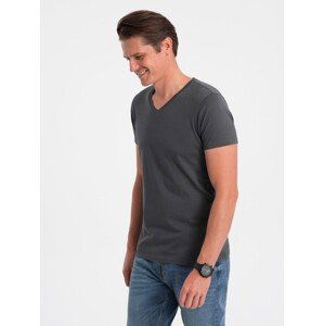 Ombre BASIC men's classic cotton T-shirt with a crew neckline - graphite