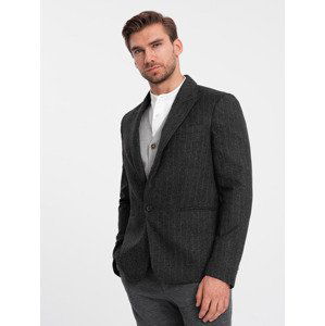 Ombre Stylish men's jacquard jacket with delicate stripes - graphite