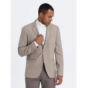 Ombre Men's elegant jacket with decorative buttons on cuffs - beige