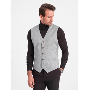 Ombre Men's jacquard suit vest without lapels - light grey