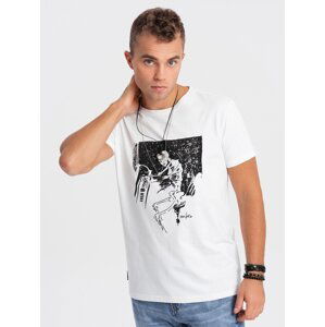 Ombre Men's printed cotton t-shirt - white