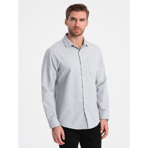 Ombre Men's shirt with pocket REGULAR FIT - light grey melange