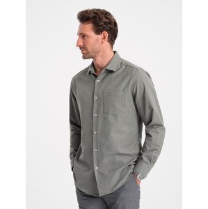 Ombre Men's REGULAR FIT shirt with pocket - khaki