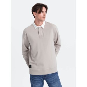 Ombre Men's sweatshirt with white polo collar - ash