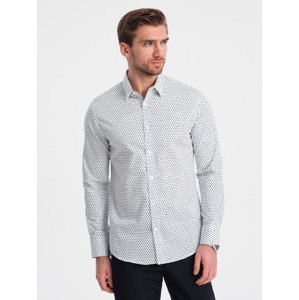 Ombre Men's fine pattern SLIM FIT shirt - white
